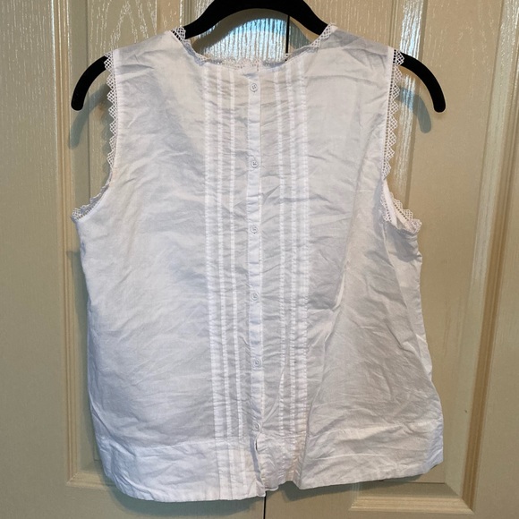 Levi’s High Neck Button Back White Cotton Tank Blouse - Picture 5 of 8